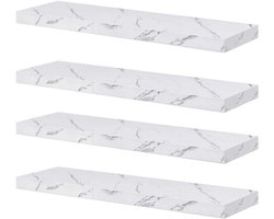 Wandrek Set - Zwevende Planken - Woonkamer Decoratie - Honingraat Design - 80 x 235 x 4 cm - Wit Marmer