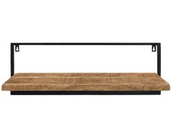 Wandrek van Mangohout - Industrieel Wandrek - Hout en Metaal Wandrekken - Wanddecoratie - 100 x 25 x 30 cm hoog