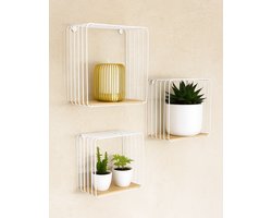 Wandrek vierkant set wit en zwart wandplank Cavoo set van 3 - Wandschappen design metaal -