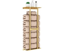 Wandrek voor handdoeken met plank - 76 cm - Gouden afwerking - Ruimtebesparend badkameraccessoire