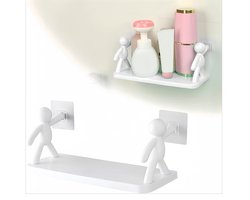 wandrek- wandplank-Witte opbergrek - Punch Free Badkamer Keuken Zwevende Planken - Aan de muur gemonteerde Ontvangplank