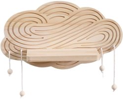 Wandrek Wolk - Zwevende plank - Decoratief ophangen - Rustieke houten look - 35x19.5cm - Houtkleur
