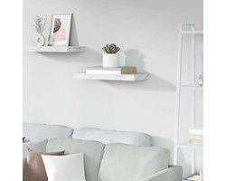 Wandrek - Zwevend rek - Opbergen Decoratie - Wit marmer design - 50 x 23 x 4 cm - Wit
