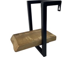 Wandrek | Zwevend wandrek hout metaal 1-laags van WDMT™ | 24 x 20 x 30 cm | Industriële wand decoratie vervaardigd uit hout en metaal | Bruin