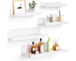 Wandrek zwevende rekken set van 5 wandkast kinderkamer fotolijst - diverse maten - plank woonkamer badkamer keuken slaapkamer - wit Wandplanken & -rekken