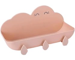 Wandrekje Wolkje - Opberger Badkamer - Douche Organiseren - Zonder Boren - Compact Formaat - Roze