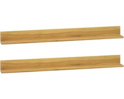 Wandrekken Massief Teakhout - Opbergplanken Set - Decoratief Opbergen - Zet Klaar Ontwerp - 110 x 10 cm - Houtkleur