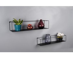 Wandrek,set van 2 wandplanken zwart. Trendy, vintage muurplanken