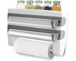 Wandrolhouder met plank - Papieren keukengereedschap - Grijs - Kunststof