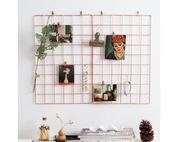 Wandrooster decoratie - set van 2 - roségoud - metaal - 44 cm x 30 cm