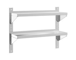 Wandschap | Wandplank | Zwevend schap 2-laags 75x23,5x60 cm roestvrijstaal zilverkleurig
