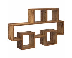 Wandschap | Wandplank | Zwevend schap met plank Oud hout 82 x 15 x 51 cm Bewerkt hout