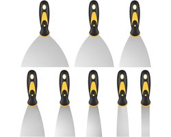 Wandschraperset - Zilver - 8-delig - Roestvrijstalen Schrapers met Ergonomische Handgreep - Voor Doe-Het-Zelvers