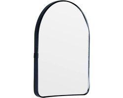 Wandspiegel 7,9 x 11,8 cm - Kunststof zwart - Gebogen design - Perfect voor badkamer en kaptafel - ServiceTopper