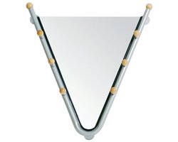 Wandspiegel – Aluminiumkleurig staal met buisframe – Modern ontwerp – 67 cm hoog, 62 cm breed, 15 cm diep