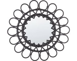 Wandspiegel BABAI 60 cm 60 cm Rotan Zwart