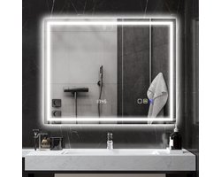 Wandspiegel Badkamer met LED Verlichting, Bluetooth Muziek en Anti-Condens Functie (100x80 cm)