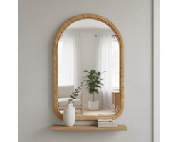 Wandspiegel Braga - Studio Lisette - Wandspiegel met rotan frame - 60x90cm - Handgemaakt - Boho