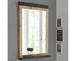 Wandspiegel Ingelijst - Oude Stijl Spiegel - Interieur Decoratie - FSC Gecertificeerd Hout - 66x95 cm - Licht Antraciet
