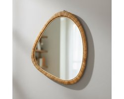 Wandspiegel Lucca - Studio Lisette - Wandspiegel met rotan frame - Organisch - 60x68cm - Handgemaakt - Boho