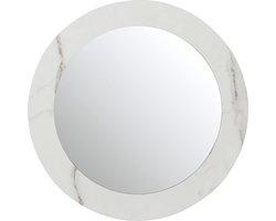 Wandspiegel Marmer Look Wit Rond Hout Ø 60 cm
