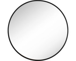 Wandspiegel met Rond Metalen Frame - diameter 61 cm - metaal - voor hal woonkamer slaapkamer en badkamer - zwart
