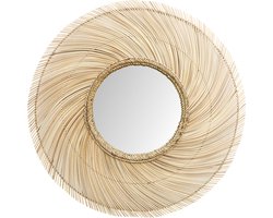 Wandspiegel - ø90 cm - Naturel - Bamboe