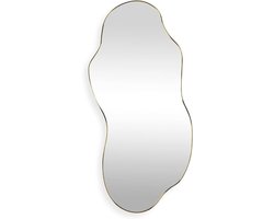 Wandspiegel Organisch - Asymmetrisch Design - Interieur Verfraaien - Luxe Gouden Rand - 120x60 cm - Goud