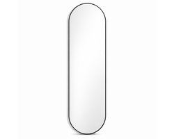 Wandspiegel Ovaal 120x40 cm - Zwart - Moderne Hal Spiegel - Staand en Hangend - Zwart