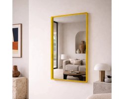 Wandspiegel Rechthoek met Plexiglas 60x75cm Geel - Passpiegel Geel - Passpiegel hangend