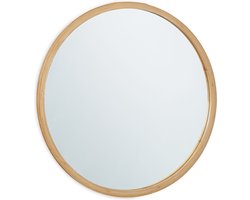 wandspiegel rond - Ø 61 cm - met bamboe lijst - hangend - badkamerspiegel