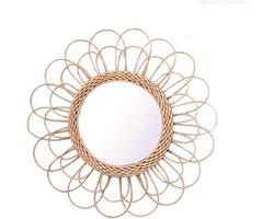 Wandspiegel Rotan - Boho spiegel - Decoratie aanbrengen - Zonnebloem design - 40cm diameter - Multicolor