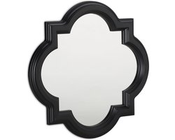 wandspiegel vintage - kunststof frame - 39,5 x 39,5 cm - zwart