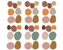 Wandsticker Stenen in Natuurstijl - Zelfklevende Muurdecoratie voor Woonkamer en Slaapkamer - Natuur Stenen Set voor Moderne Interieurs - Stippen - Muurstickers