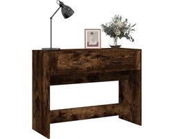 Wandtafel - 100x39x75 cm - Sidetable met 2 Lades - Gerookt Eikenkleur - Stevige Haltafel & Console Tafel - Modern Design