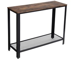 Wandtafel - Bijzettafel - Sidetable – Halftafel - Loft Industrieel Design - Metalen Frame & Rustiek Blad – Voor Hal, Woonkamer, Entree & Keuken – Compact & Multifunctioneel – 101,5x35x80 cm