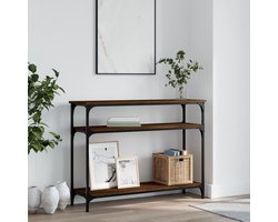 Wandtafel Bruineiken - Bewerkt Hout & Metaal Wandtafel - Consoletafel - Houten Kast - Bergruimte - Industrieel Design