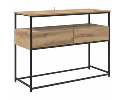 Wandtafel | Console Tafel | Bijzettafel Artisan Eiken 100 x 40 x 75 cm Geperst Hout en Metaal