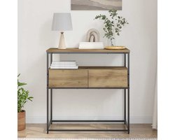 Wandtafel | Console Tafel | Bijzettafel met lade artisanaal eikenkleurig 75 x 40 x 75 cm