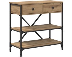 Wandtafel | Console Tafel | Bijzettafel met lade met plank Anders artisanaal eikenkleurig
