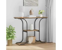Wandtafel | Console Tafel | Bijzettafel met plank artisanaal eikenkleurig 101 x 35 x 80.5 cm