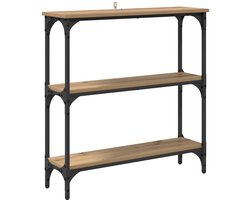 Wandtafel | Console Tafel | Bijzettafel met plank artisanaal eikenkleurig 75 x 22.5 x 75 cm