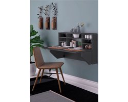 Wandtafel - Draagbare Planktafel - Inklapbaar - Wandbureau - Inklapbare Wandtafel - Keukentafel - Wandkast - Vouwtafel - Klaptafel - 90x50 cm - Antraciet