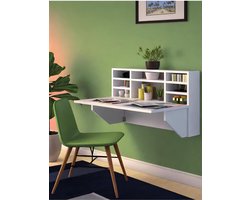 Wandtafel - Draagbare Planktafel - Inklapbaar - Wandbureau - Inklapbare Wandtafel - Keukentafel - Wandkast - Vouwtafel - Klaptafel - 90x50 cm - MDF Wit