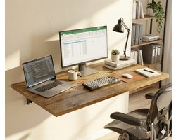 Wandtafel Inklaapbaar - Wandbureau - Klaptafel - Eettafel - Keukentafel - Wandtafel Houtkleur - Bureau Inklapbaar - Make up tafel