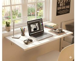 Wandtafel Inklaapbaar - Wandbureau - Klaptafel - Eettafel - Keukentafel - Wandtafel Wit - Bureau Inklapbaar - Make up tafel
