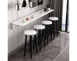 Wandtafel Inklapbaar - Eettafel Keuken - Ruimte Besparen - Smal Ontwerp - Lang Rechthoekig - Houtkleur