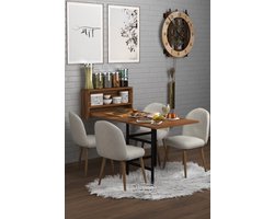 Wandtafel Inklapbare| Eettafel| Ruimtebesparend Klaptafel| Modern en Stijlvol| Donkere Walnoot| 133X64.5X72 cm