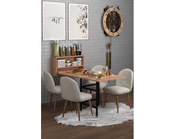 Wandtafel Inklapbare| Eettafel| Ruimtebesparend Klaptafel| Modern en Stijlvol| Licht Walnoot| 133X64.5X77 cm