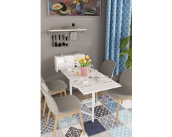 Wandtafel Inklapbare| Eettafel| Ruimtebesparend Klaptafel| Modern en Stijlvol| Wit| 133X64.5X72 cm